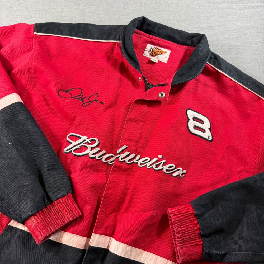 Winners Circle NASCAR Racing Jacket Mens Medium Red Budweiser Good Dale Jr #8